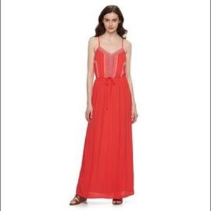 Lily Rose Linen Coral Maxidress